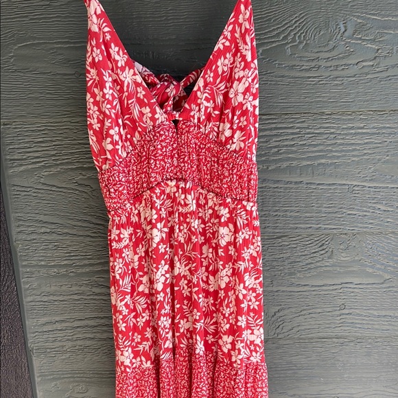 Angie Red and White Floral Backless Dress - Picture 1 of 4